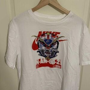 Nike White Tee with Red and Multicolor Graphic